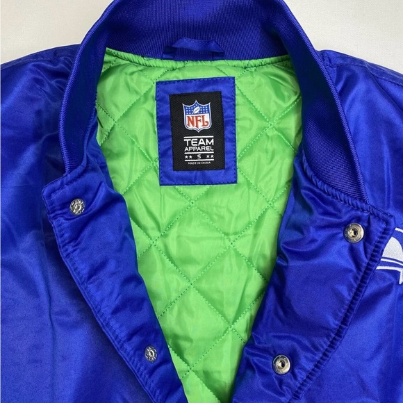 NFL Team Apparel Seattle Seahawks Throwback Varsity Blue Jacket Size S Retro 12 - Picture 2 of 4